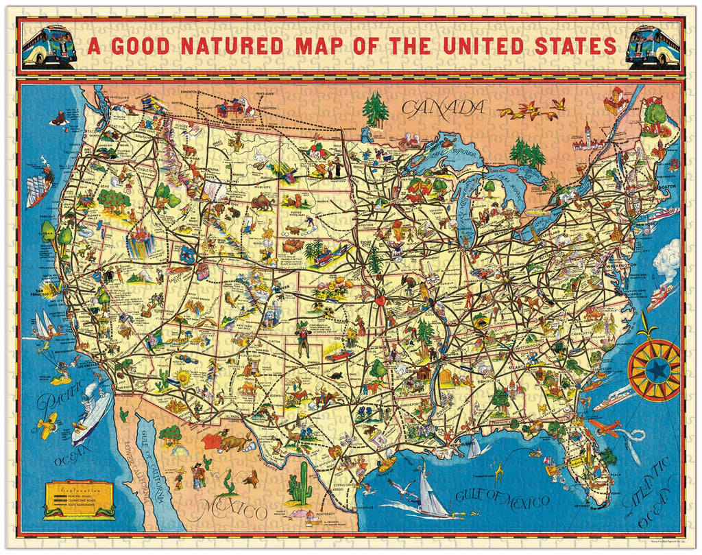 USA Map Cavallini Puzzle 1000 Teile