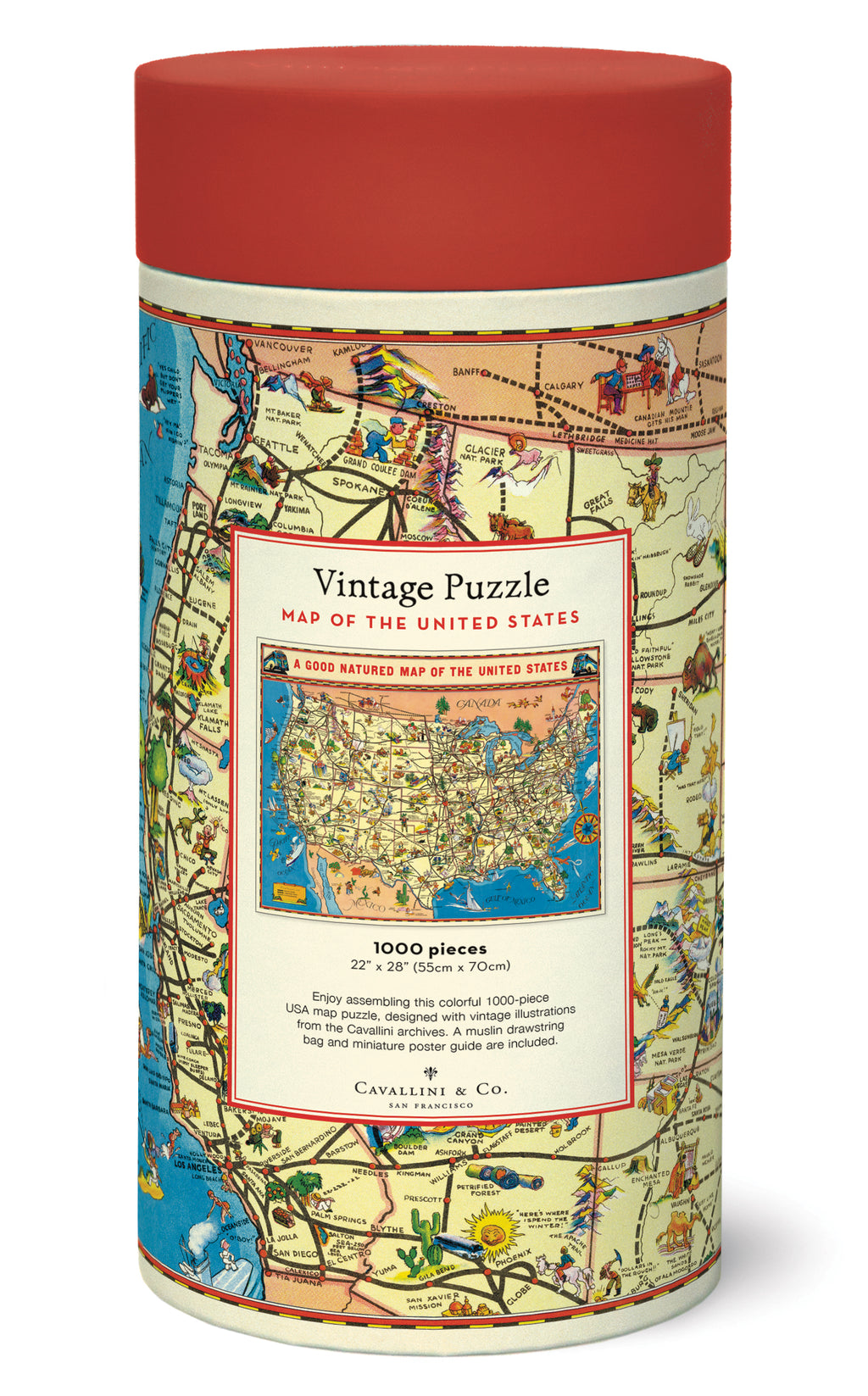 USA Map Cavallini Puzzle 1000 Teile