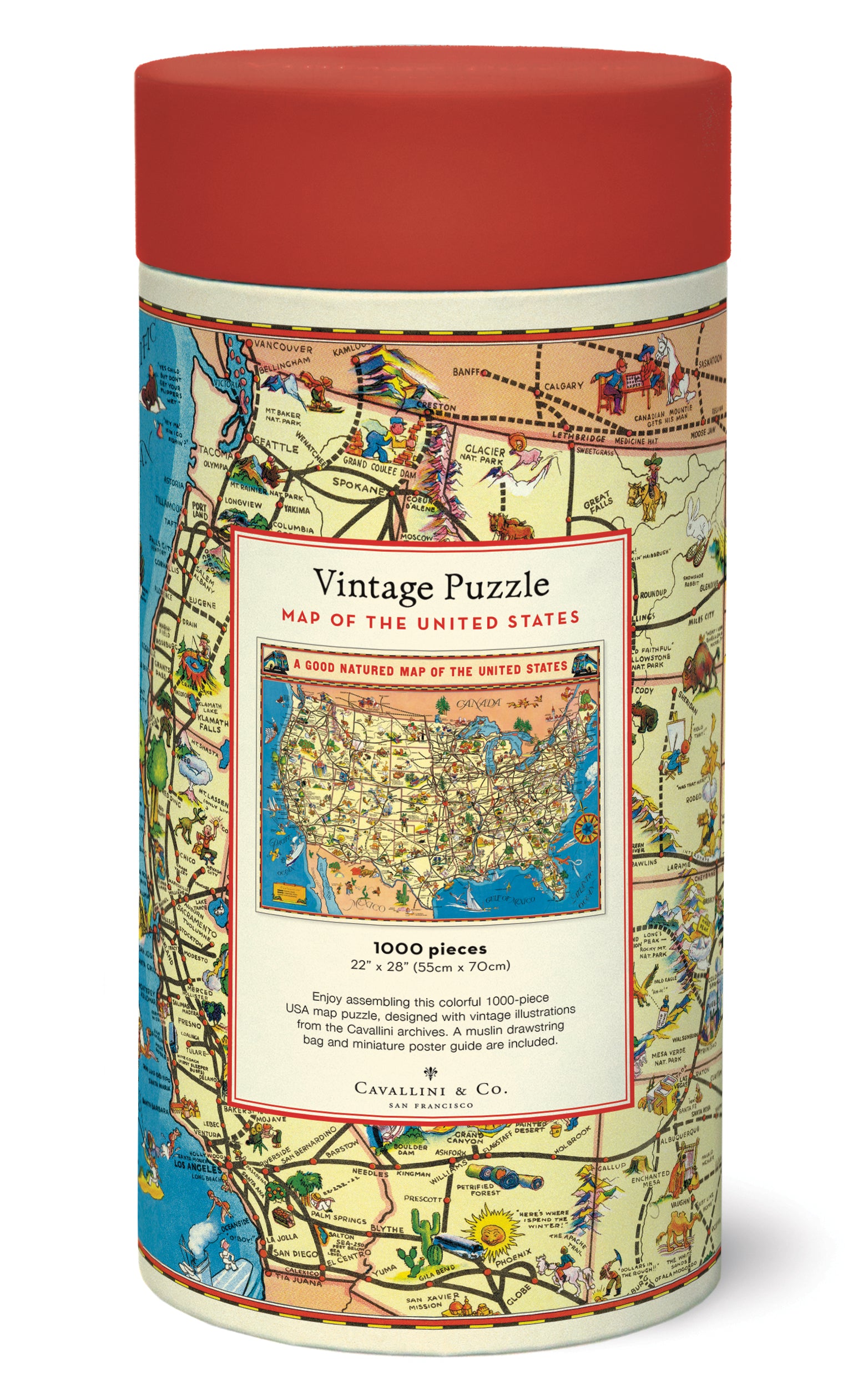 USA Map Cavallini Puzzle 1000 Teile