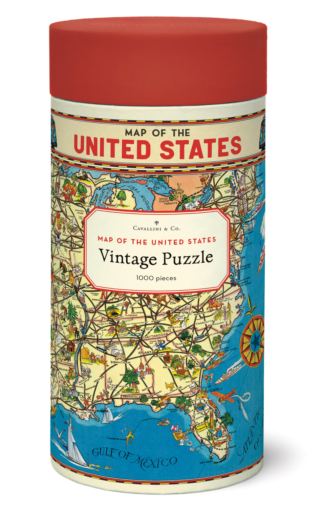 USA Map Cavallini Puzzle 1000 Teile